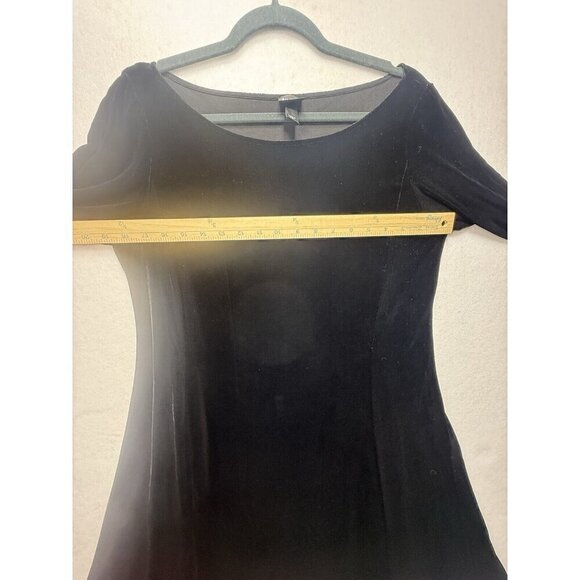 Eileen Fisher Dress Women's Sz S Black Velvet Midi 3/4 Sleeve Silk Blend A-Line - Picture 7 of 8